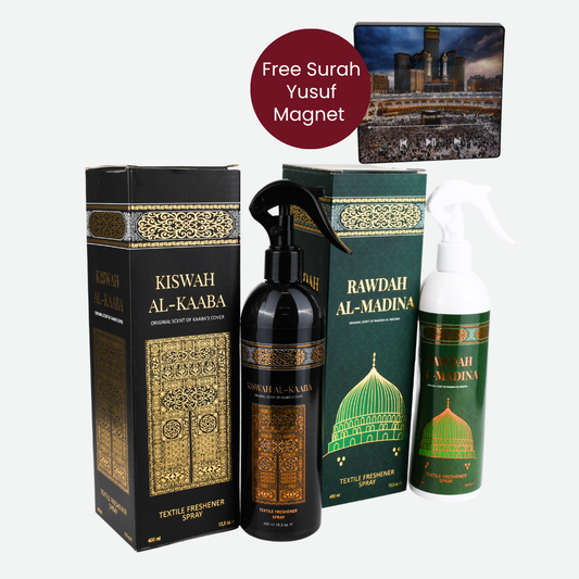 Duo Set Rawadah Al-Madina & Kaaba’s Kiswah + FREE Surah Yusuf Magnet